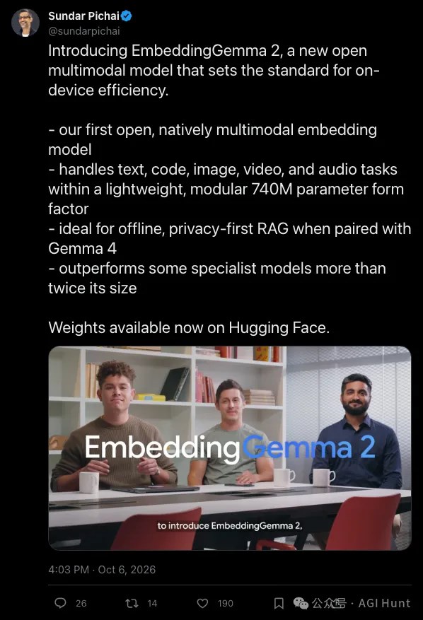 剛剛，Google發佈第一個開放原始碼的原生多模態 Embedding 模型