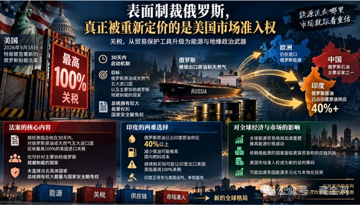 美國突然拿到“100%關稅”新武器：表面制裁俄羅斯，真正被重新定價的是全球市場准入權