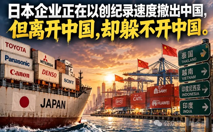日本企業正在以創紀錄速度撤出中國，但離開中國，卻躲不開中國