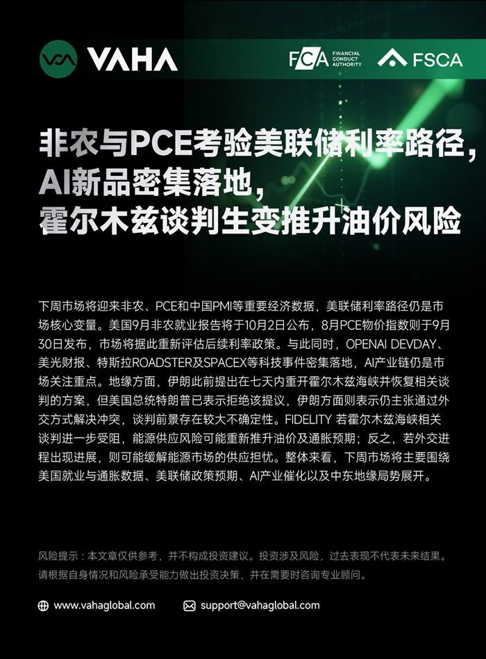 VAHA Financial : 非農與PCE考驗聯準會利率路徑，AI新品密集落地，霍爾木茲談判生變推升油價風險